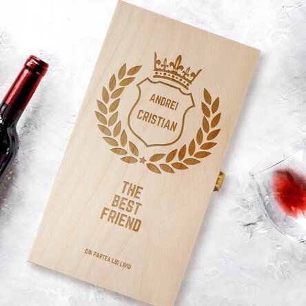 Cutie de vin personalizată pentru două sticle - The Best 