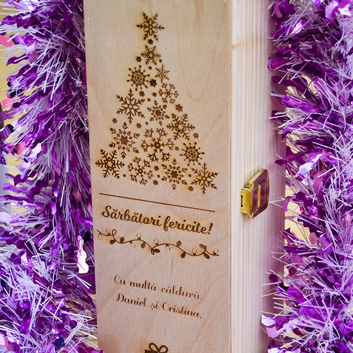 Cutie de vin personalizată - Sărbători fericite
