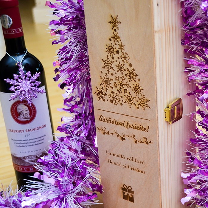 Cutie de vin personalizată - Sărbători fericite