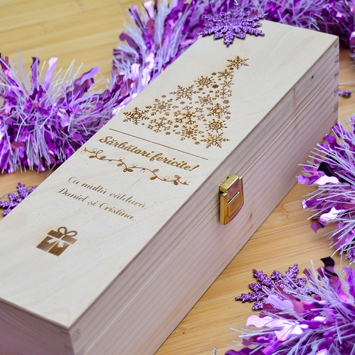 Cutie de vin personalizată - Sărbători fericite