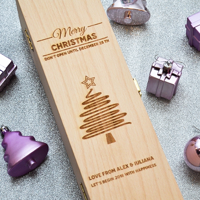 Cutie de vin personalizată - Star Christmas Tree