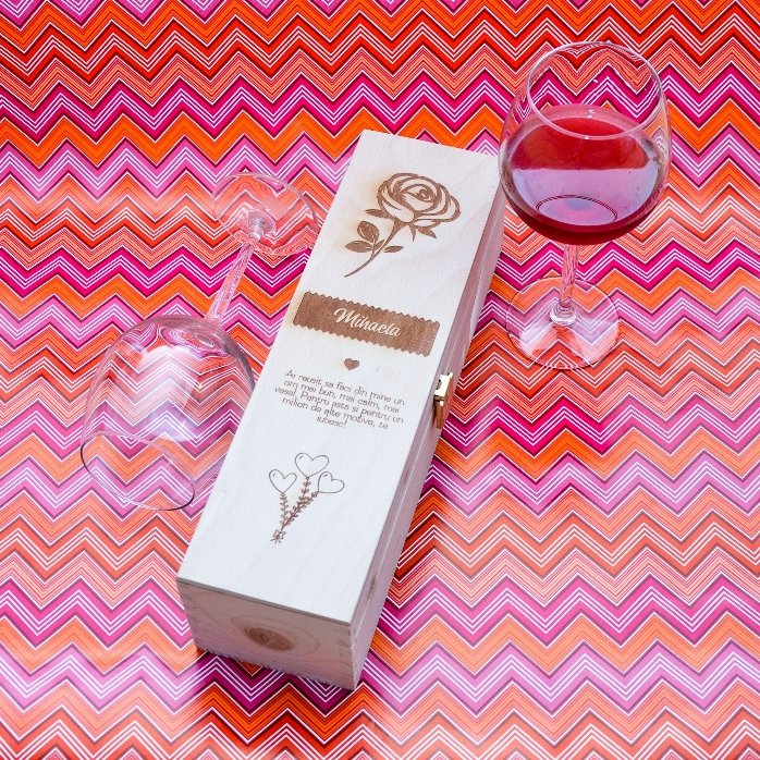 Cutie de vin personalizată - Trandafirul iubirii