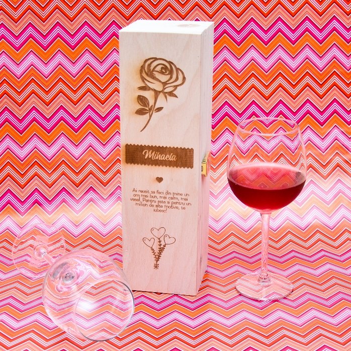 Cutie de vin personalizată - Trandafirul iubirii