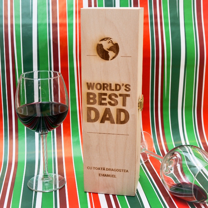 Cutie de vin personalizată - World