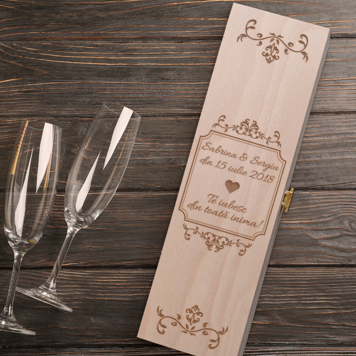 Personalised sparkling wine box - Elegant model