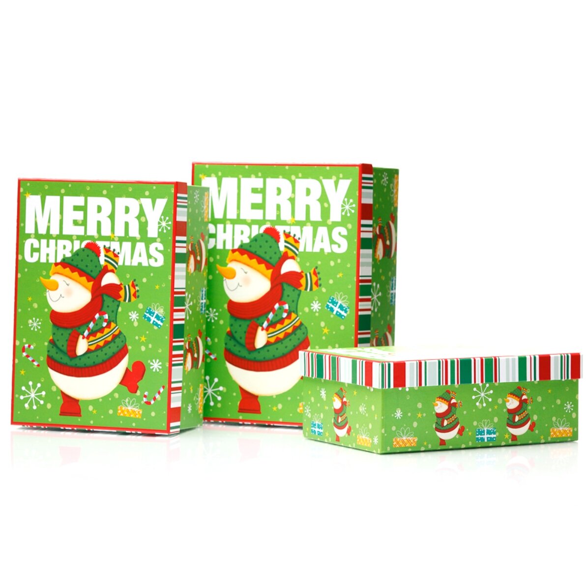 Cutie cadou Crăciun verde - model om de zăpadă