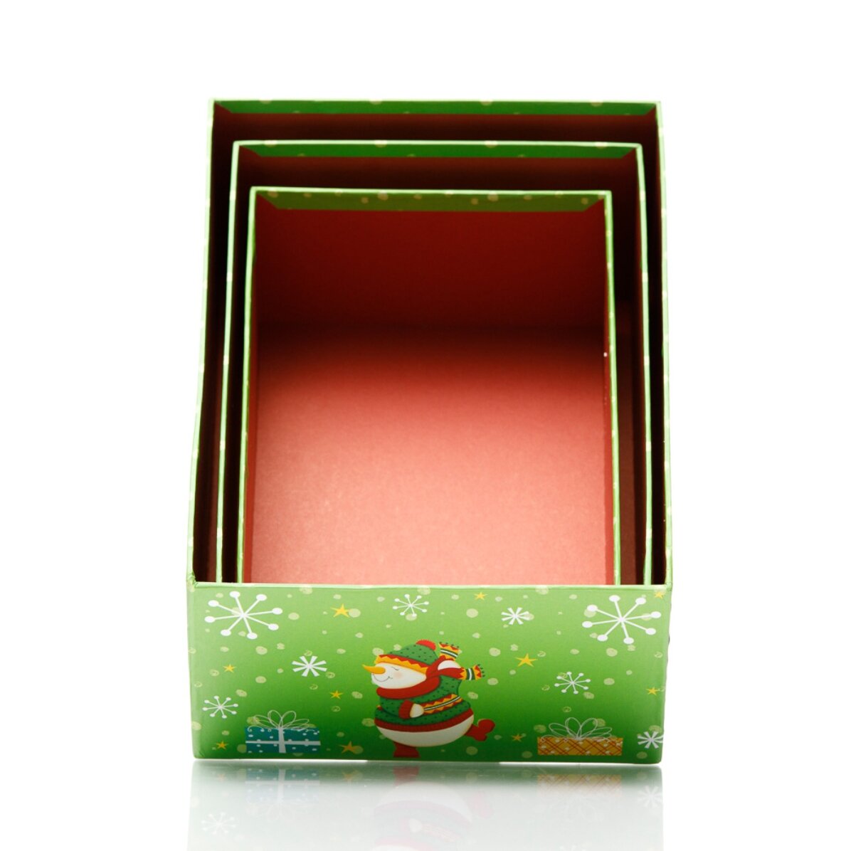 Cutie cadou Crăciun verde - model om de zăpadă