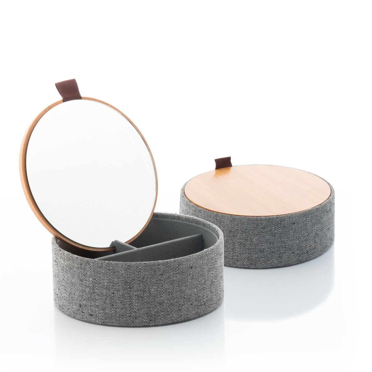 Bamboo jewellery box with organiser and mirror