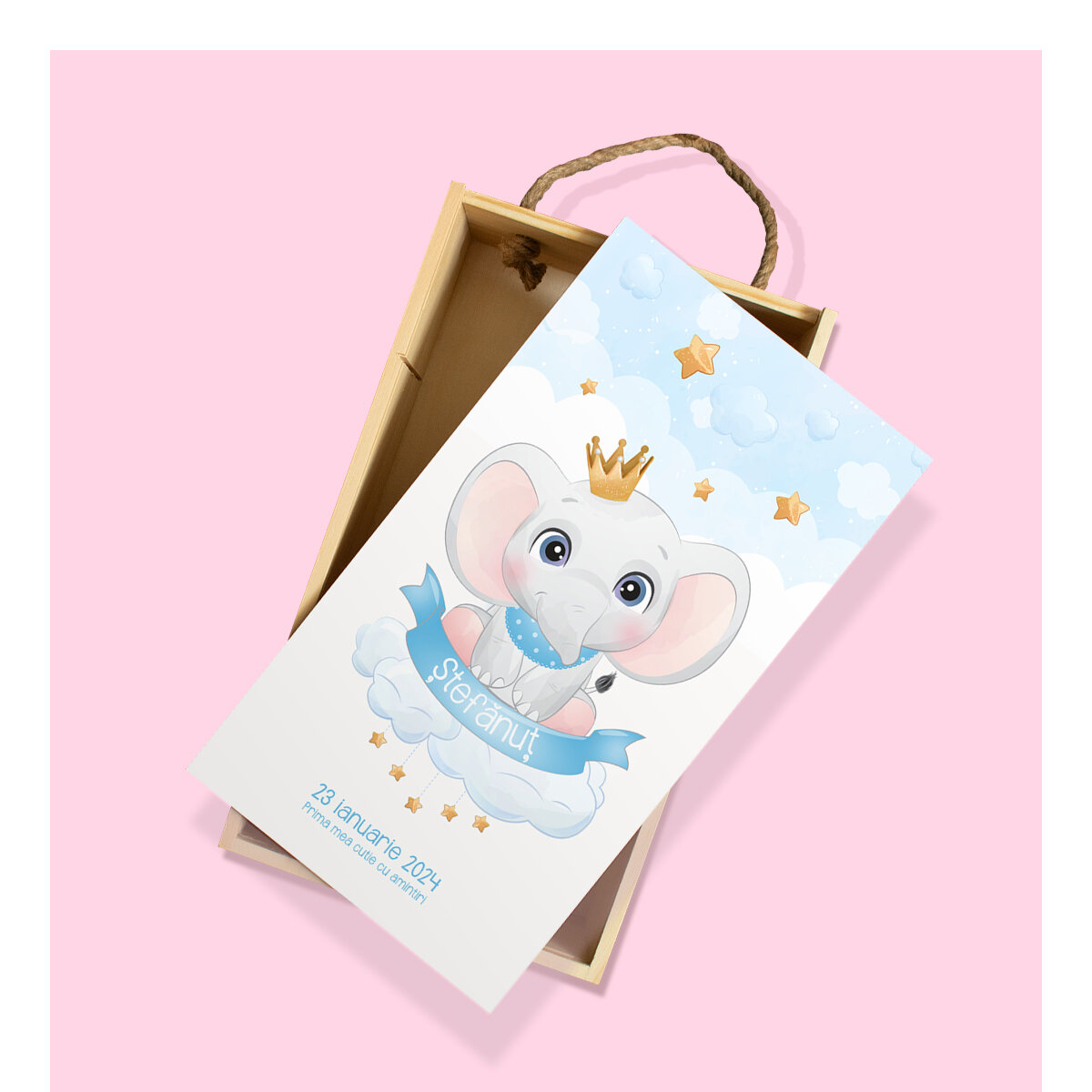 Wooden gift boxes for christening