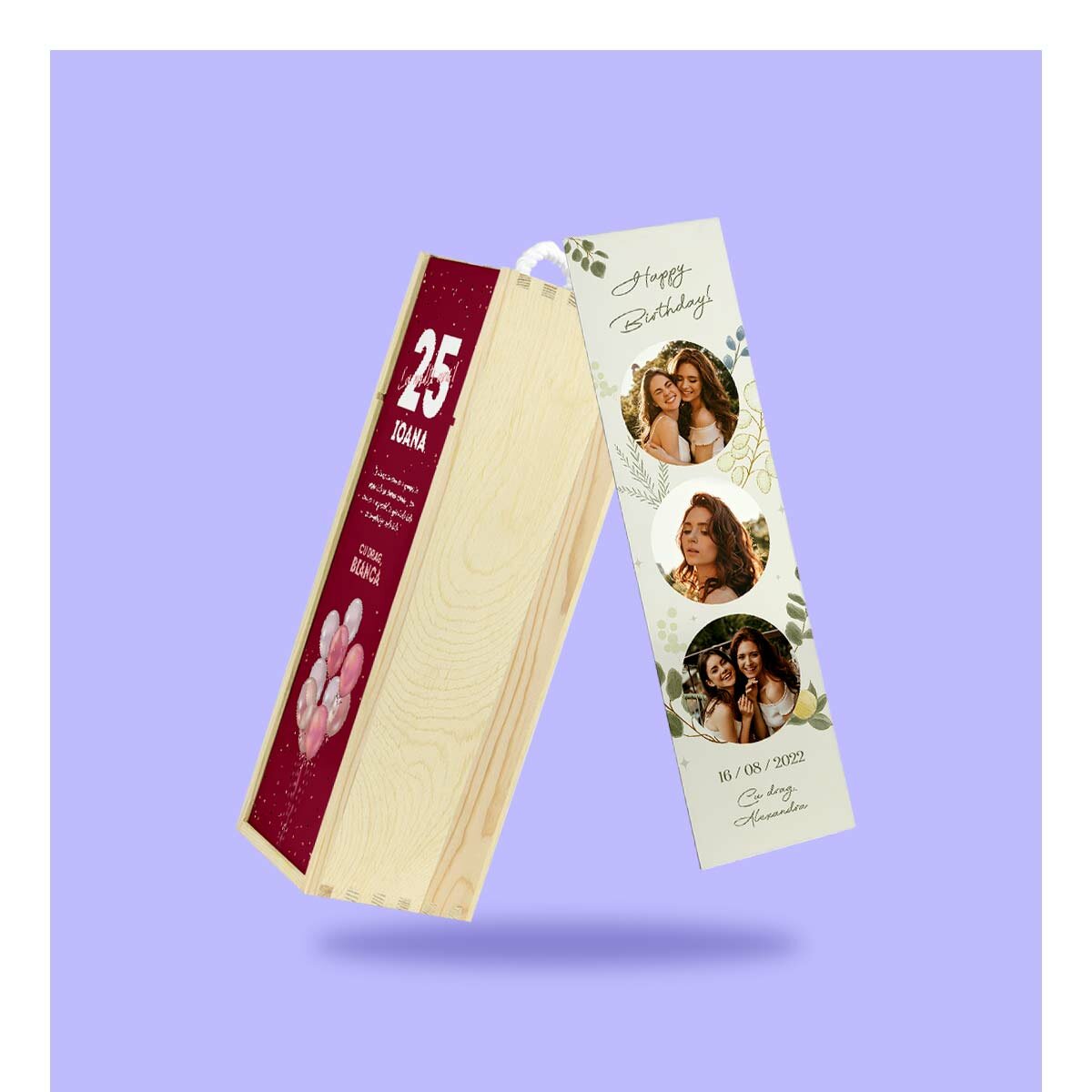 Personalised wine boxes with photo