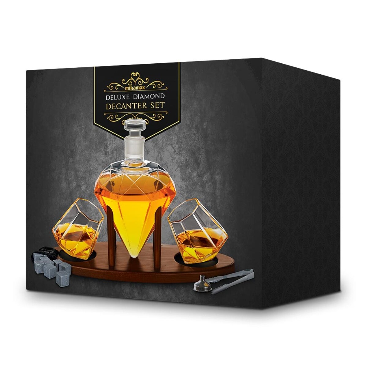 Decantor deluxe diamant cu două pahare