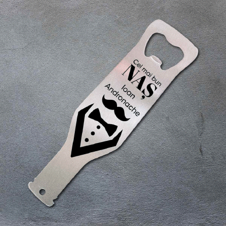 Desfăcător de bere personalizat cu mesaj - Cel mai bun Naș