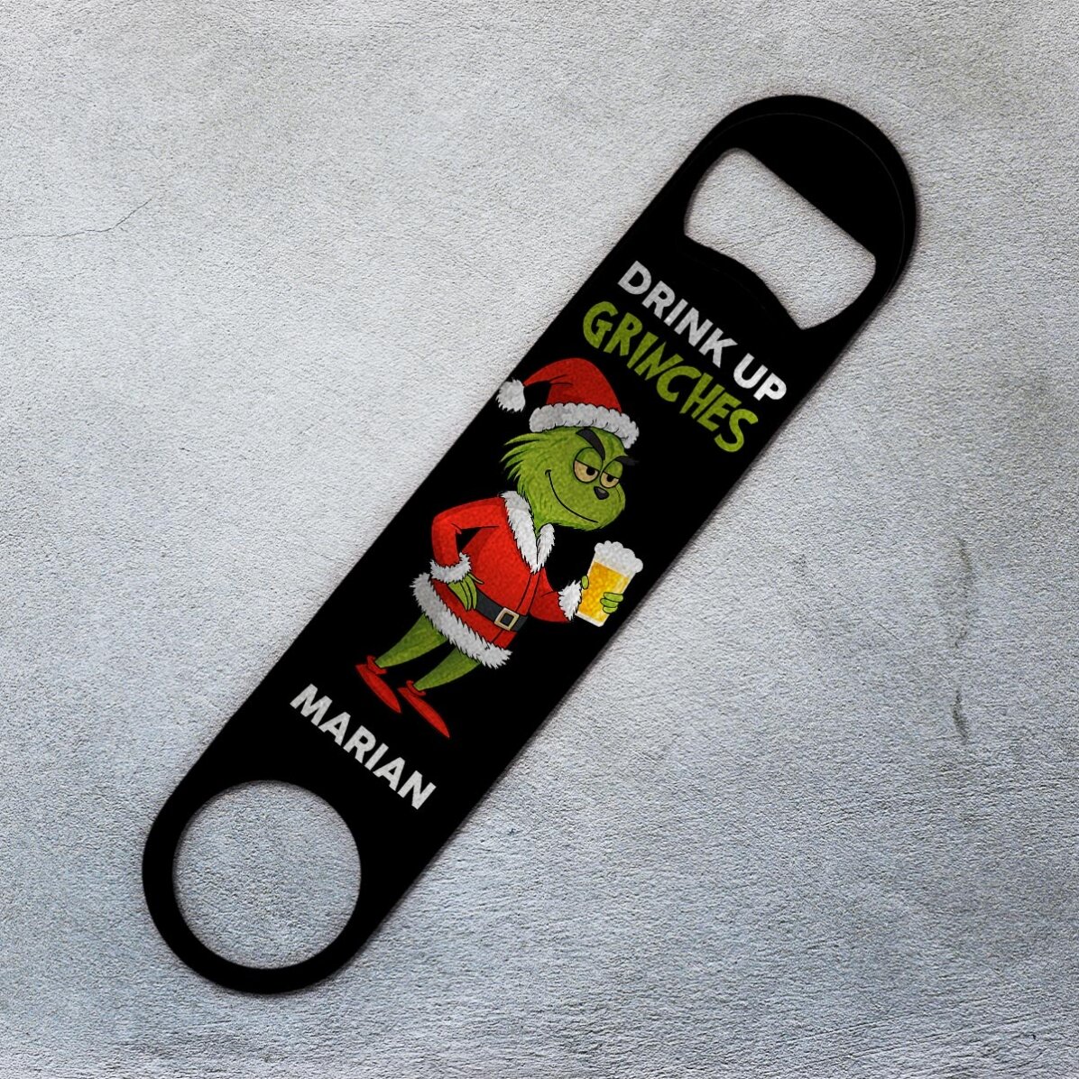 Personalised beer opener with message - Grinch