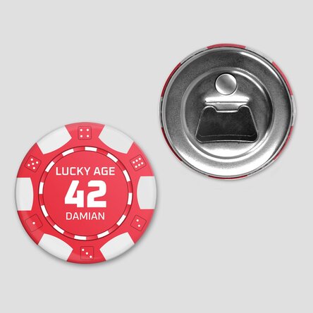 Desfăcător de sticle cu magnet personalizat cu mesaj  - Poker Chip