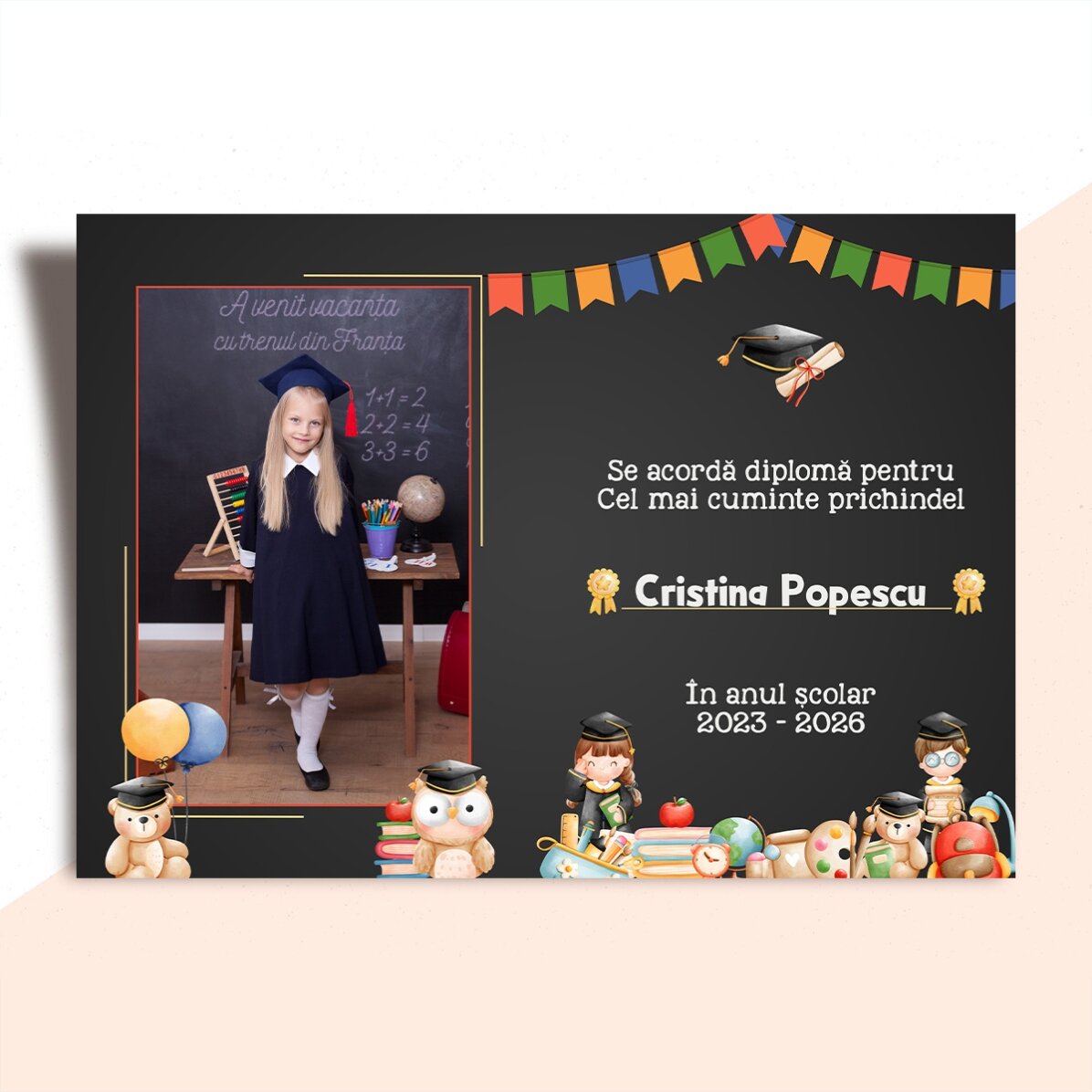 Personalised diploma with photo and text - For schoolchildren