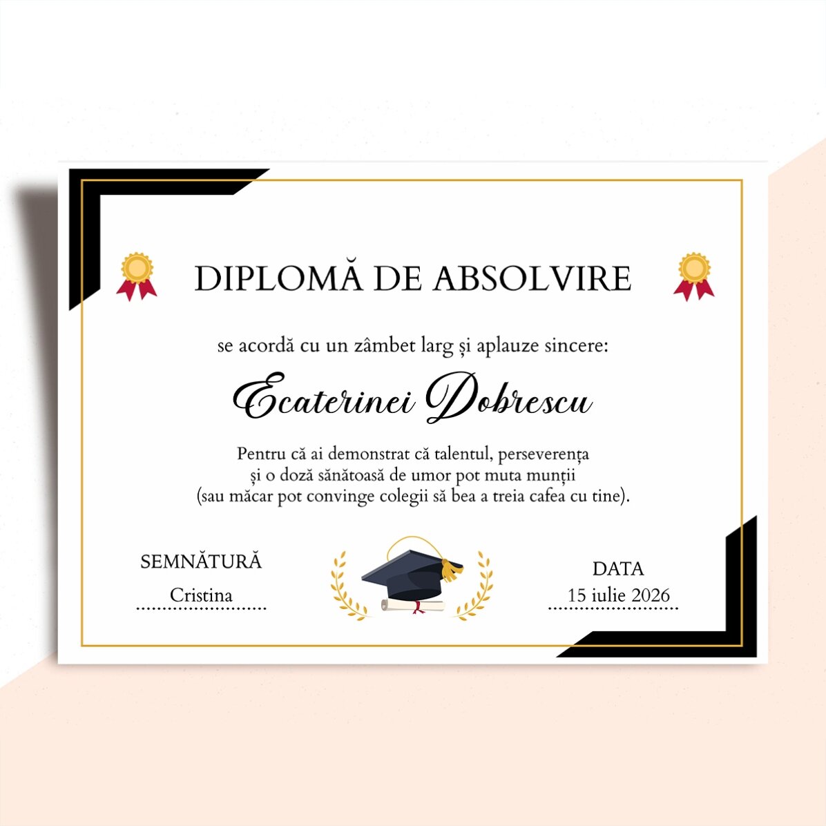 Personalised diploma with text - Graduation