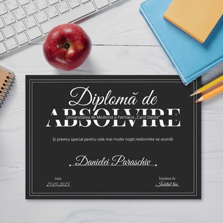Diplomă personalizată cu text - Diplomă de absolvire