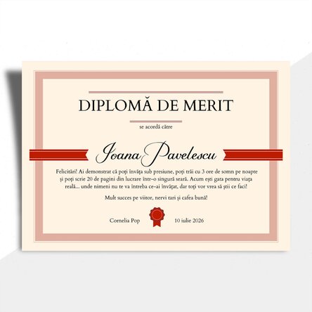 Personalised diploma with text - Diploma of merit