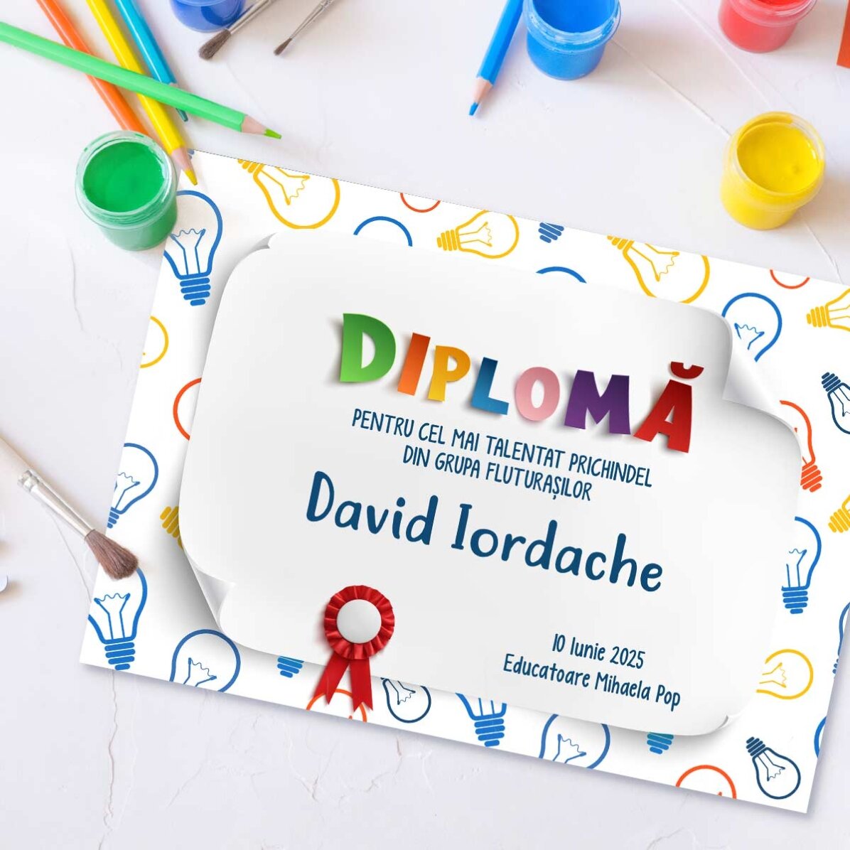 Diplomă personalizată cu text 