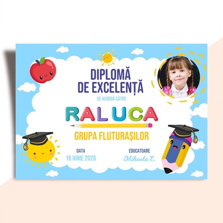 Personalised diploma with text and photo - Diploma of excellence for children