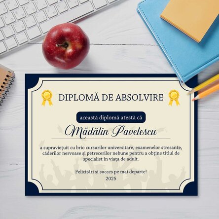 Diplomă personalizată cu text - Viață de adult