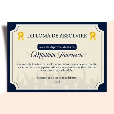 Personalised diploma with text - Adult life