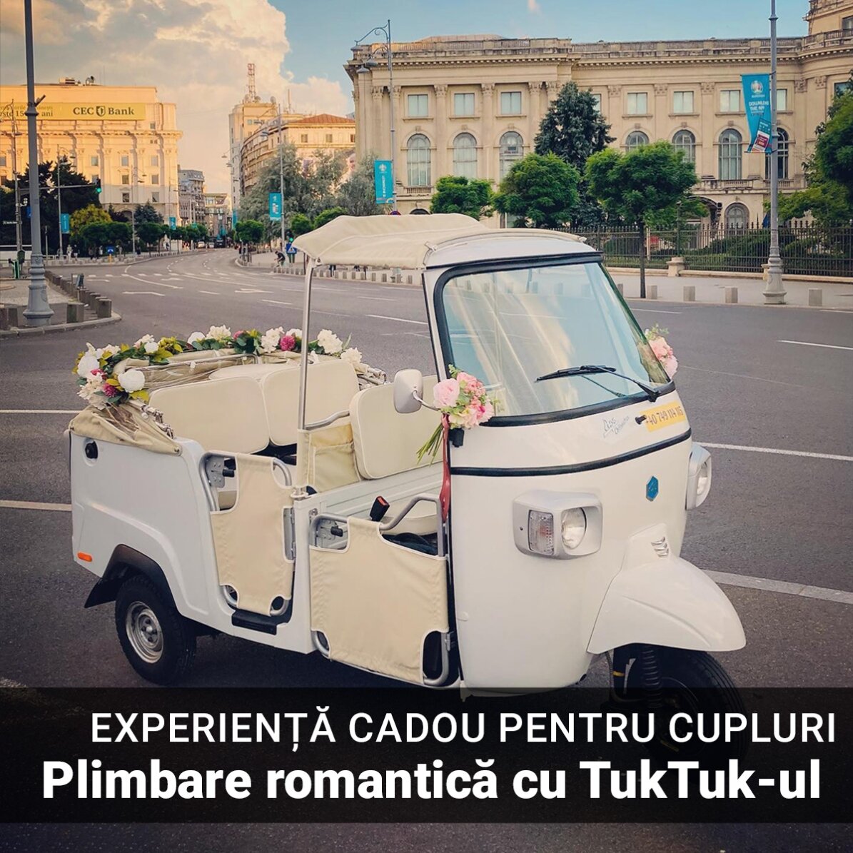 Experiență cadou pentru cuplu - Plimbare romantică cu TukTuk-ul în București