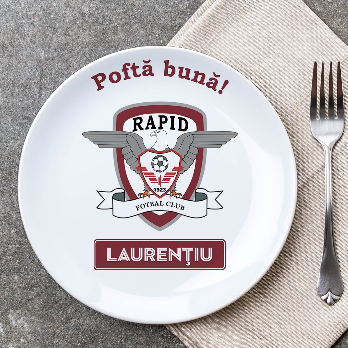 Farfurie FC Rapid personalizată cu nume 
