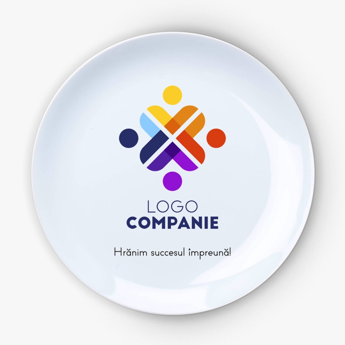 Farfurie personalizată cu logo vertical și text