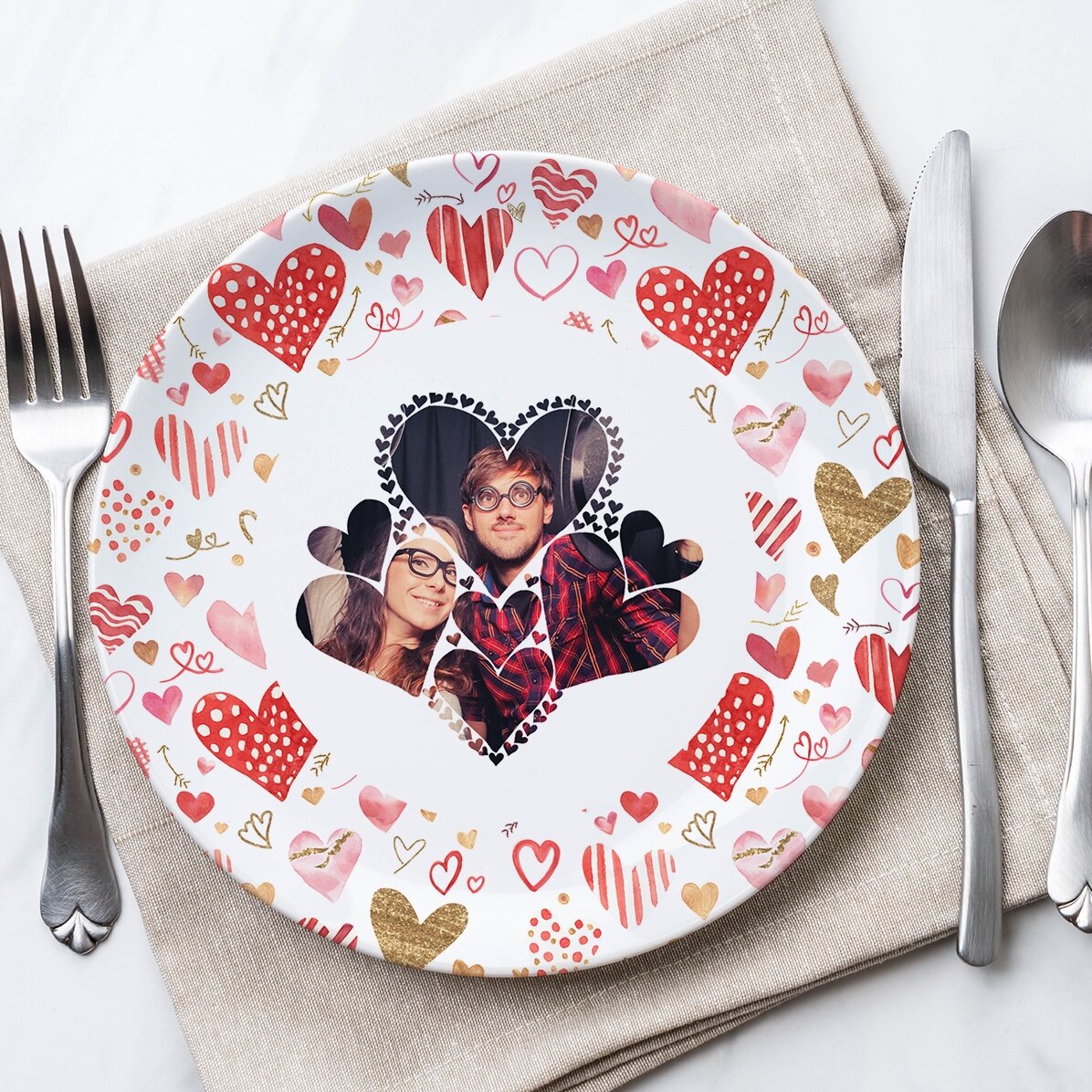 Farfurie personalizată cu o poză - Hearts