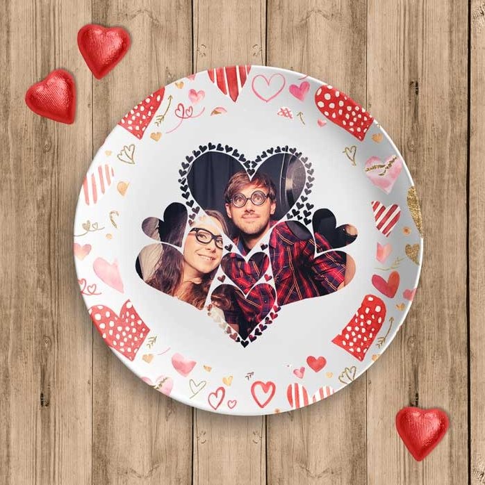 Farfurie personalizată cu o poză - Hearts