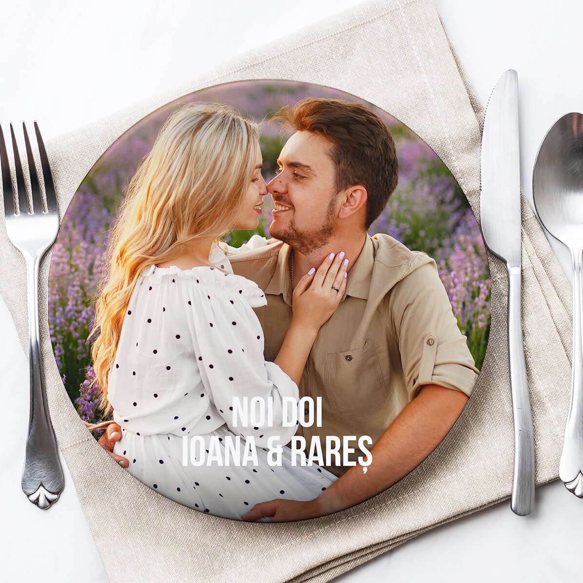 Farfurie personalizată cu o poză și text - Noi doi
