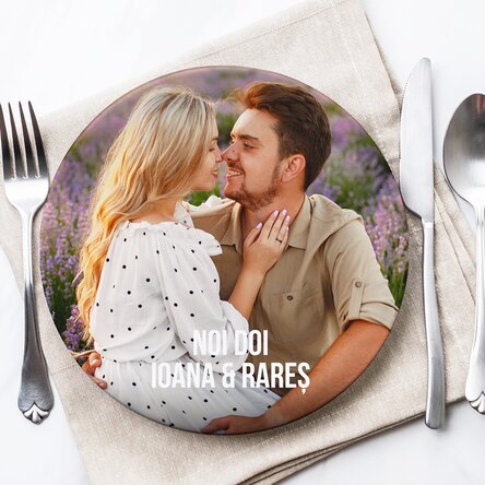 Farfurie personalizată cu o poză și text - Noi doi