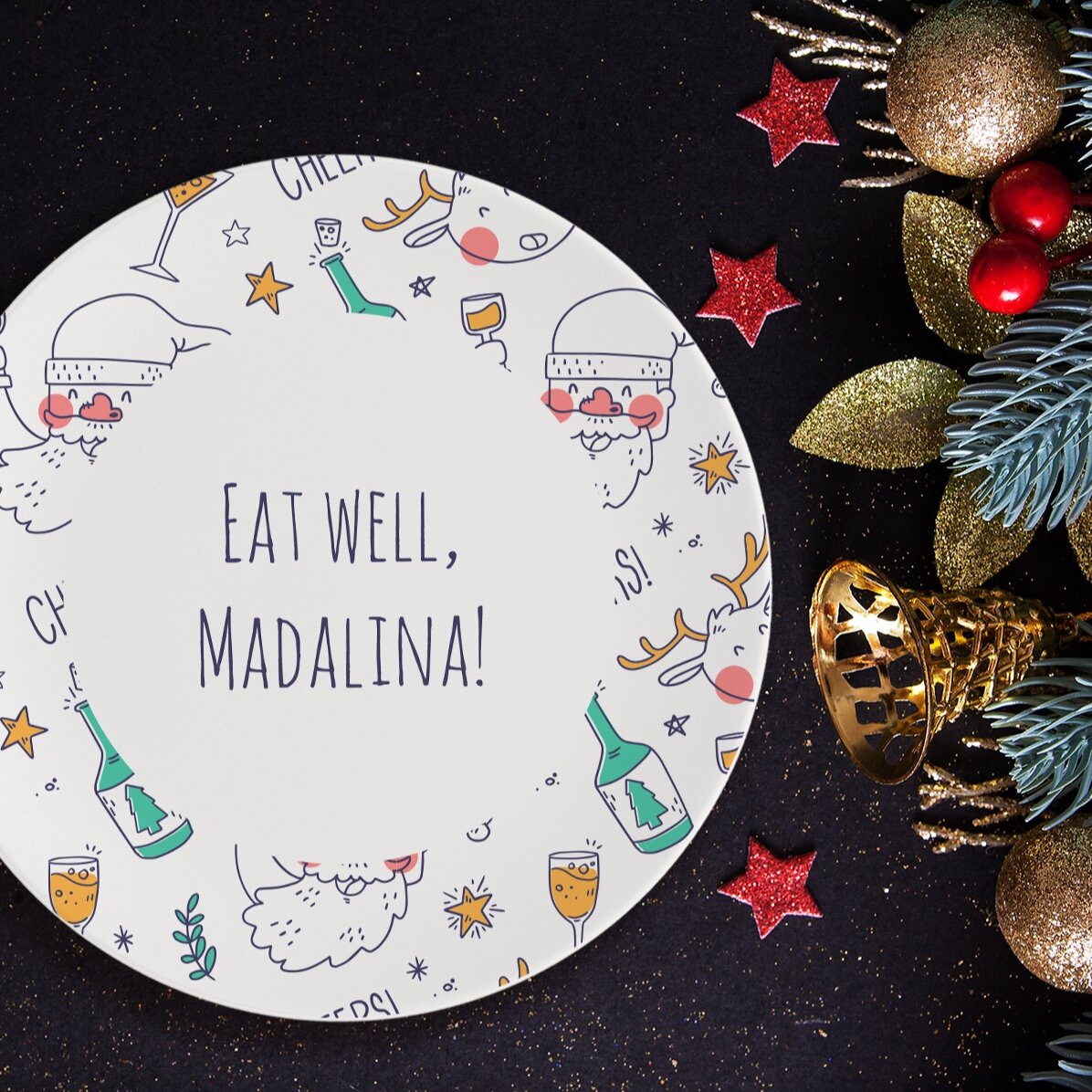 Farfurie personalizată cu text - Drunk Santa