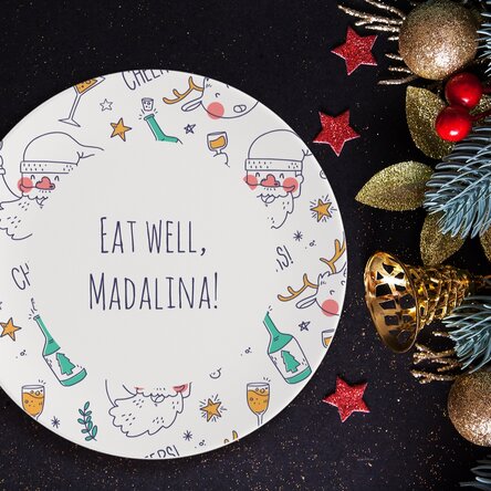 Farfurie personalizată cu text - Drunk Santa