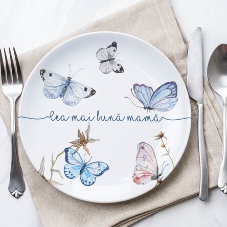 Farfurie personalizată cu text - Fluturi