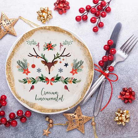 Farfurie personalizată cu text - Gold brush