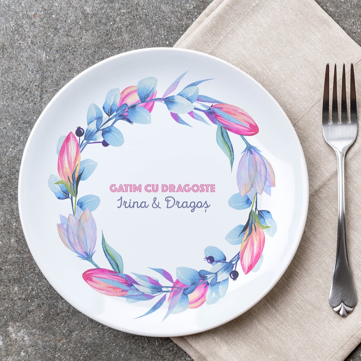 Farfurie personalizată cu text - Lalele