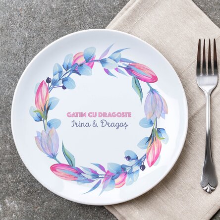Farfurie personalizată cu text - Lalele