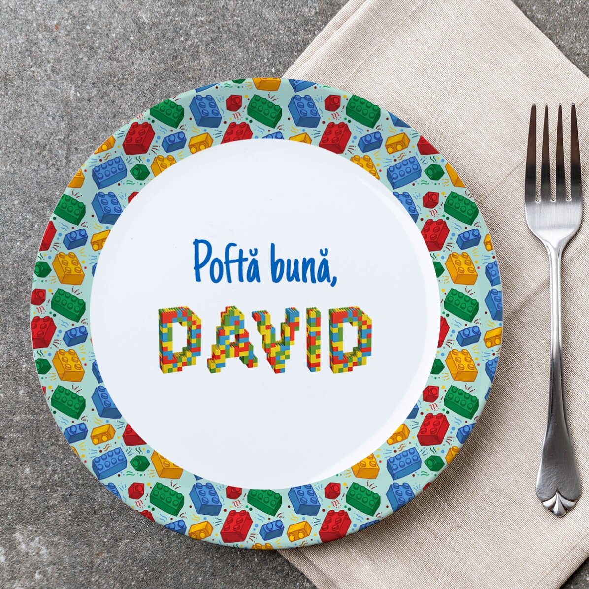 Farfurie personalizată cu text - Lego