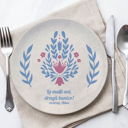 Farfurie personalizată cu text - Model floral