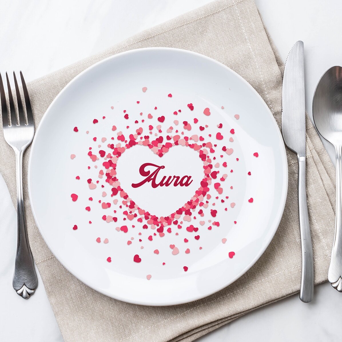 Farfurie personalizată cu text - Sparkle of hearts
