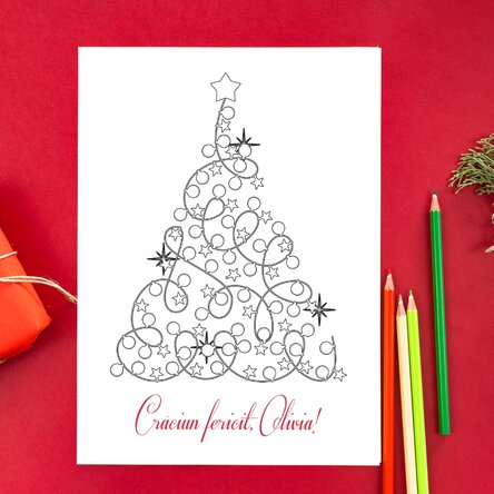 Felicitare de colorat personalizată cu mesaj de Crăciun