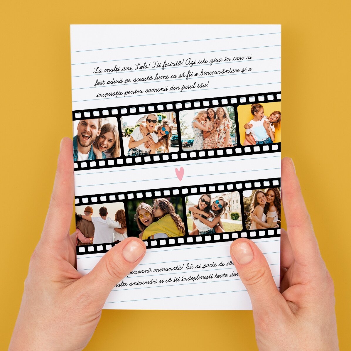 Felicitare magnetică personalizată cu 8 poze și text - Poze pe film