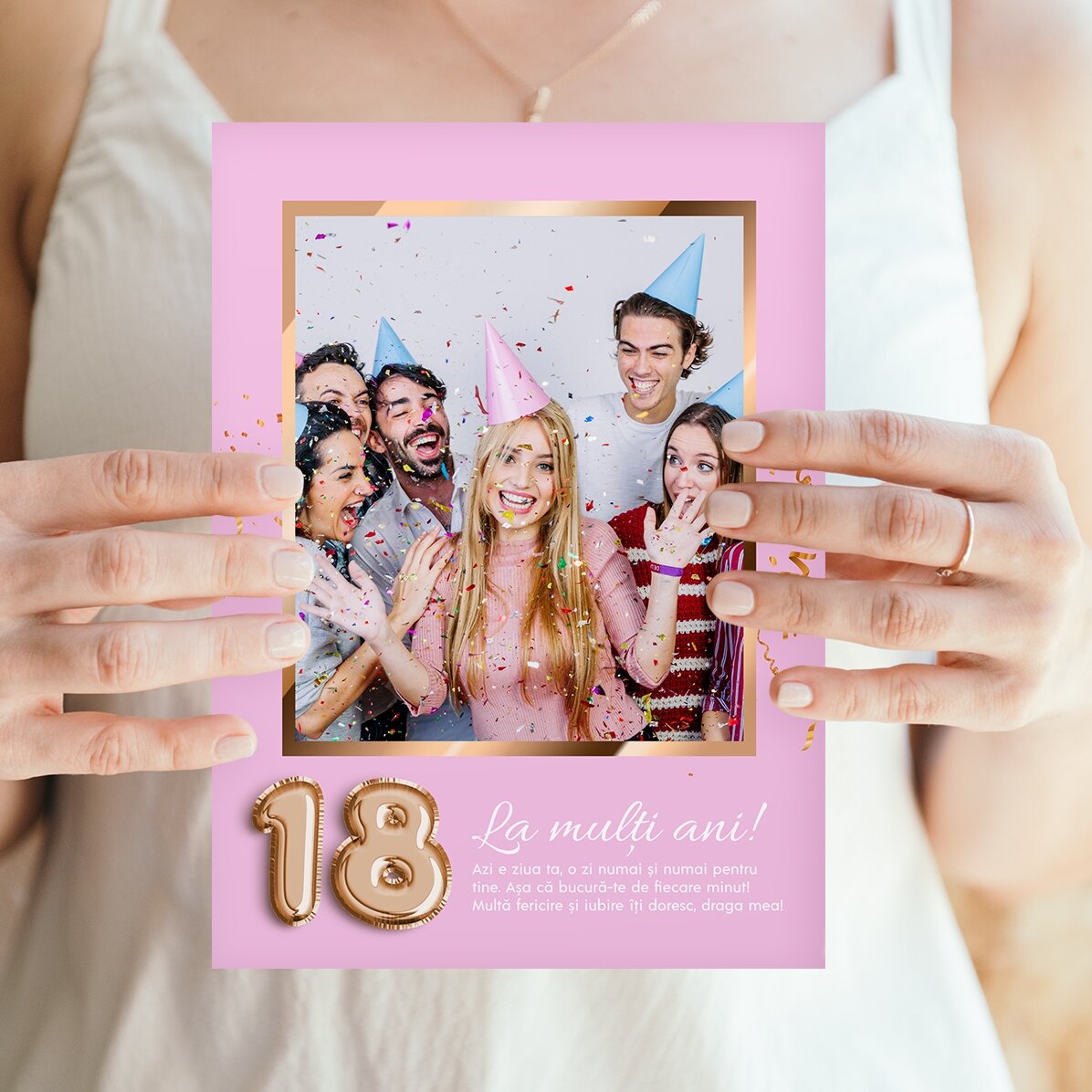 Felicitare magnetică personalizată cu o poză, număr și mesaj pentru zi de naștere