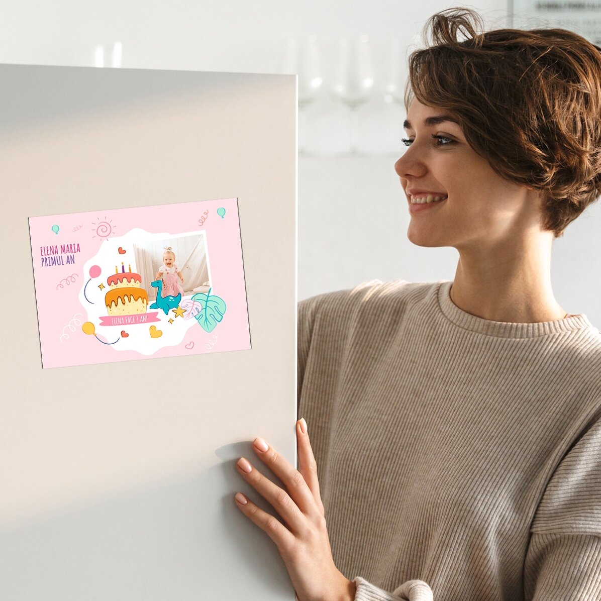 Felicitare magnetică personalizată cu o poză pentru aniversarea copilului tău