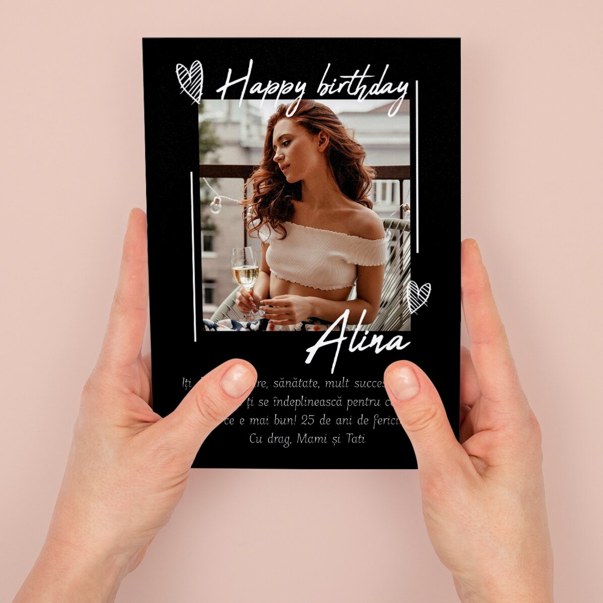 Felicitare magnetică personalizată cu o poză și mesaj
