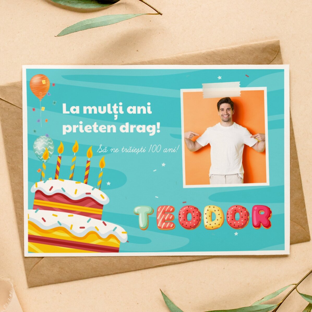 Felicitare magnetică personalizată cu o poză, text și nume special - Zi de naștere