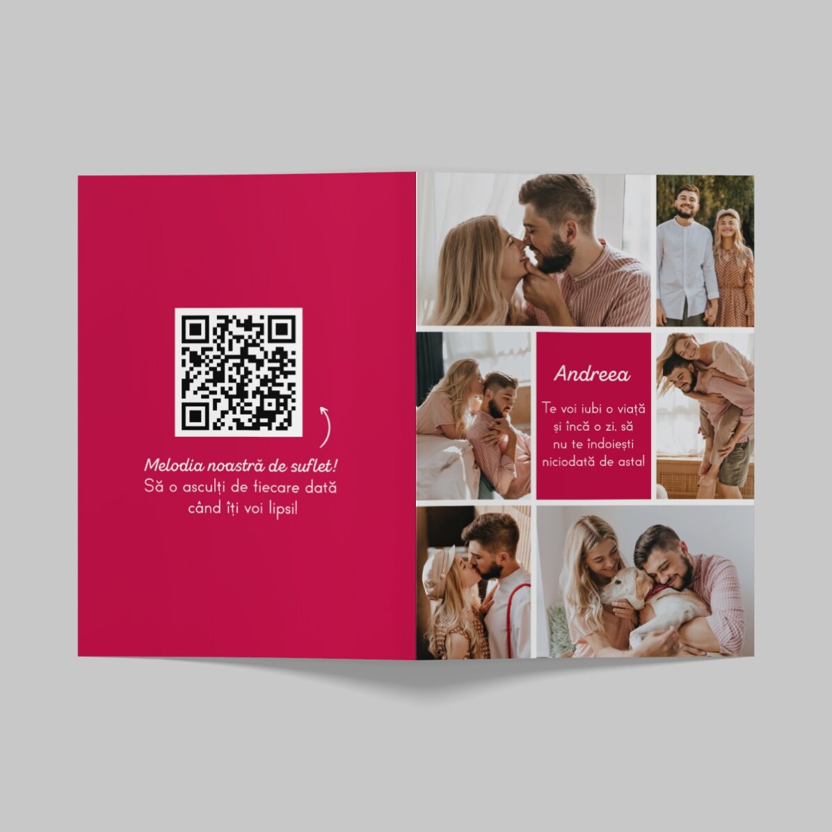 Personalised greeting card with photos, message and QR code