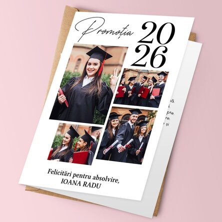 Personalised card with 4 photos and message - Graduation